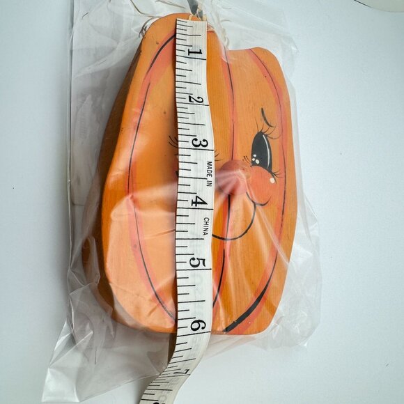 Vtg Jack O Lantern Pumpkin Hand Painted Fall Harvest Primitive Décor 3 Piece Set - Picture 4 of 12